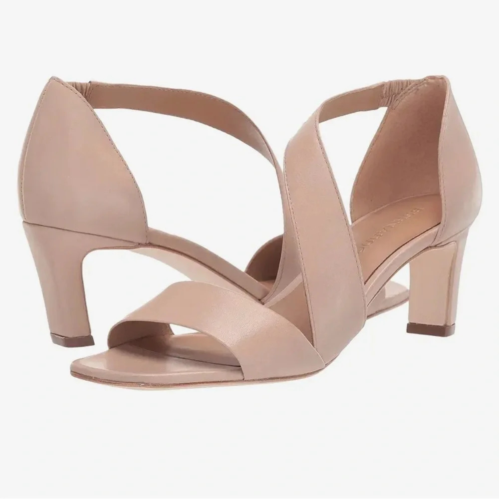 Bernardo Women’s Camille Blush Nude Leather Mid Heel Sandals Fashion Pumps 10